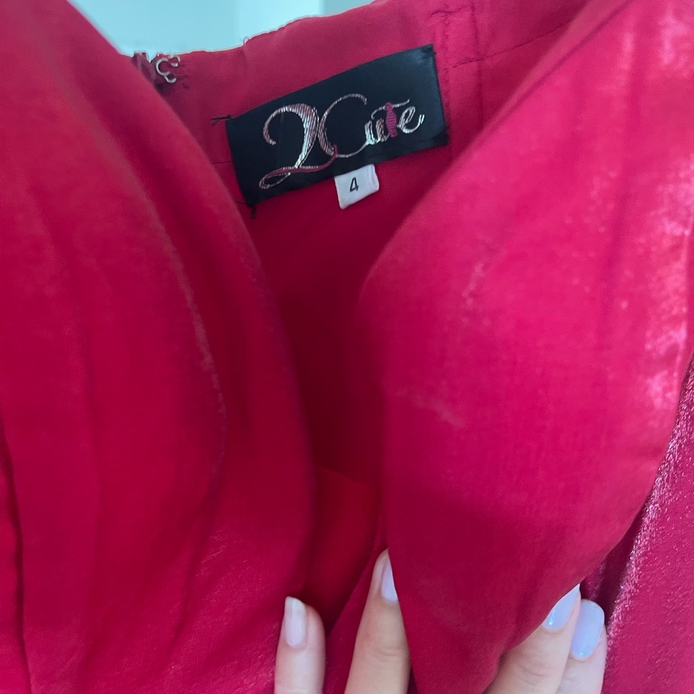 2 Cute Red Ruffled Tiered Pageant Prom Gala Wedding Gown - Picture 7 of 8